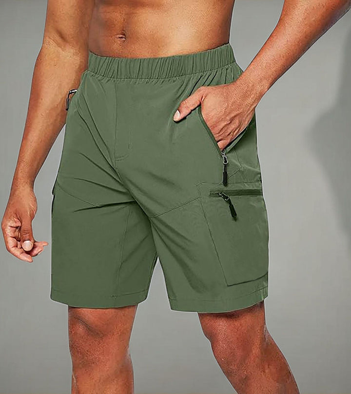 Shorts de loisirs confortables pour hommes avec taille élastique et poches zippées pratiques Lune London