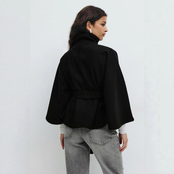 Women’s wrap coat with high collar and belt Lune London