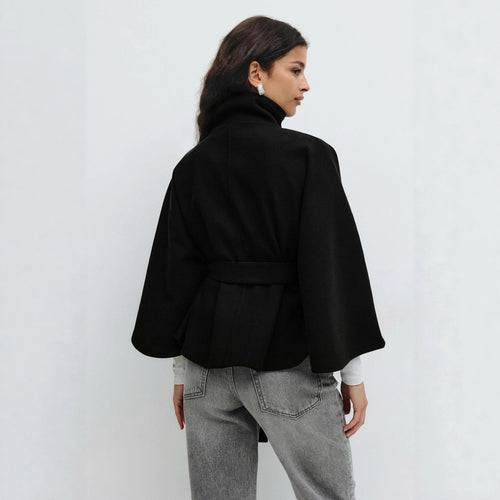Women’s wrap coat with high collar and belt Amarae