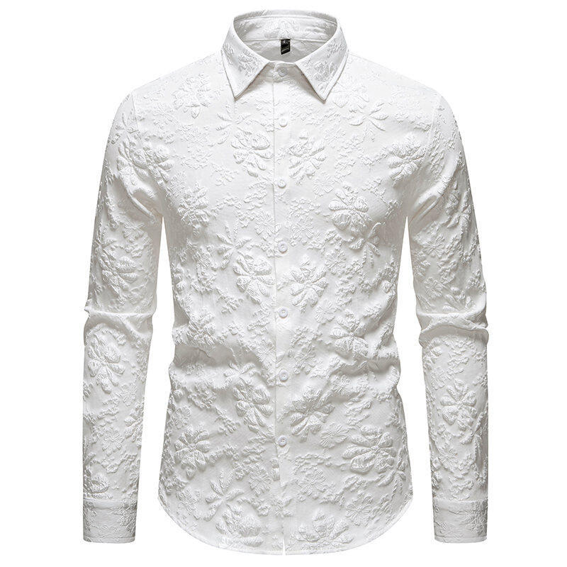 Men's long sleeve shirt with rich detailed floral embroidery Lune London