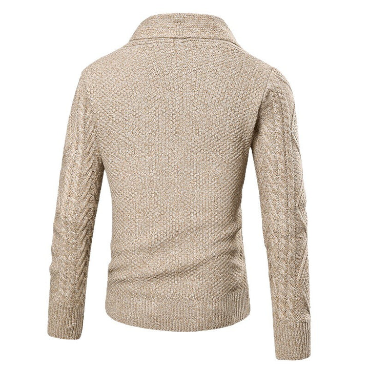 Men's knit jacket with an elegant cable pattern and button placket Lune London