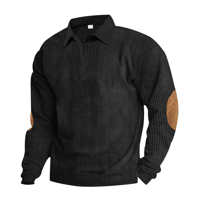 Men's long-sleeve shirt in textured material with fashionable elbow patches Lune London