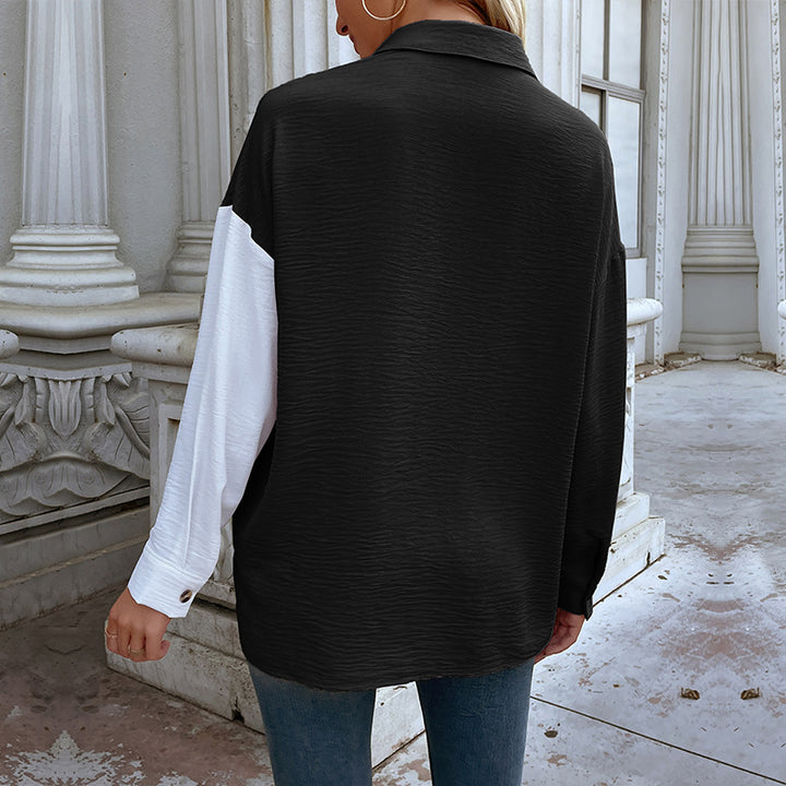 Asymmetrical blouse shirt for women with button placket and chest pocket Amarae