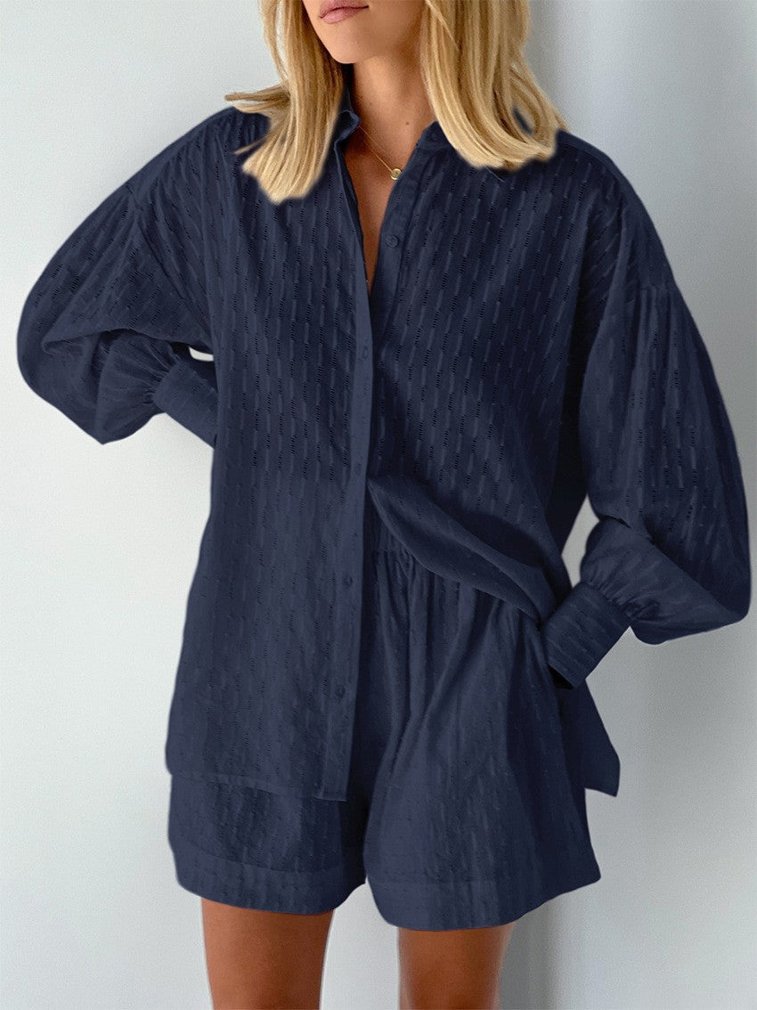 Casual short sleeve blouse set for women with elastic waist and relaxed fit Lune London
