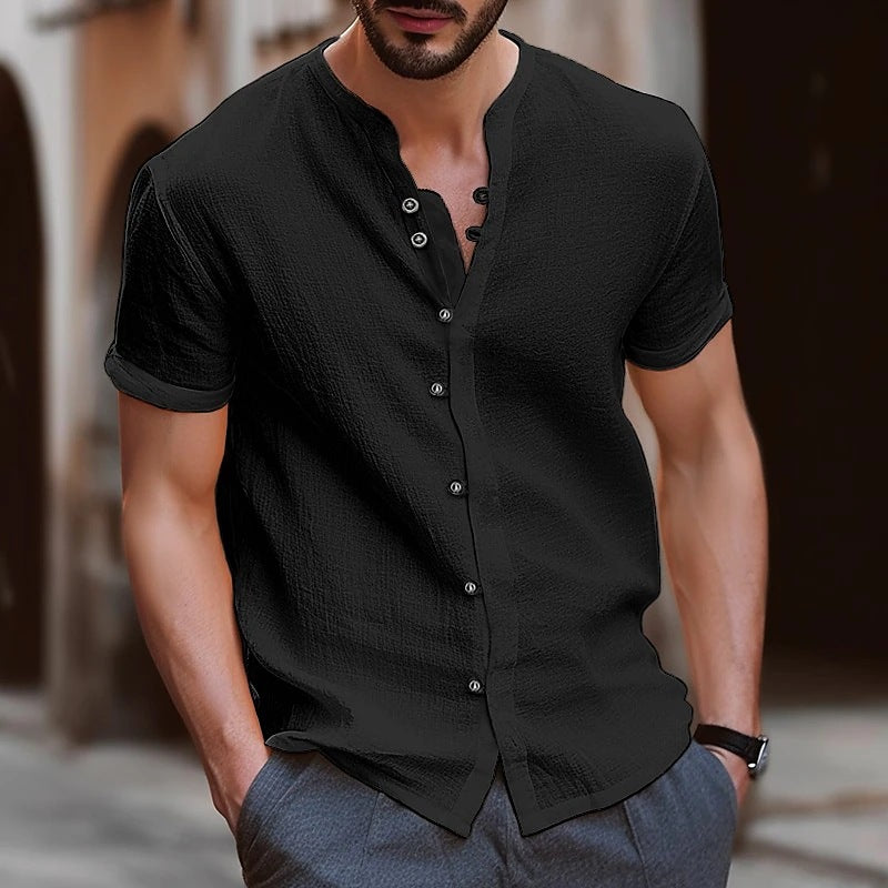 Structured short-sleeve shirt for men with buttons Lune London
