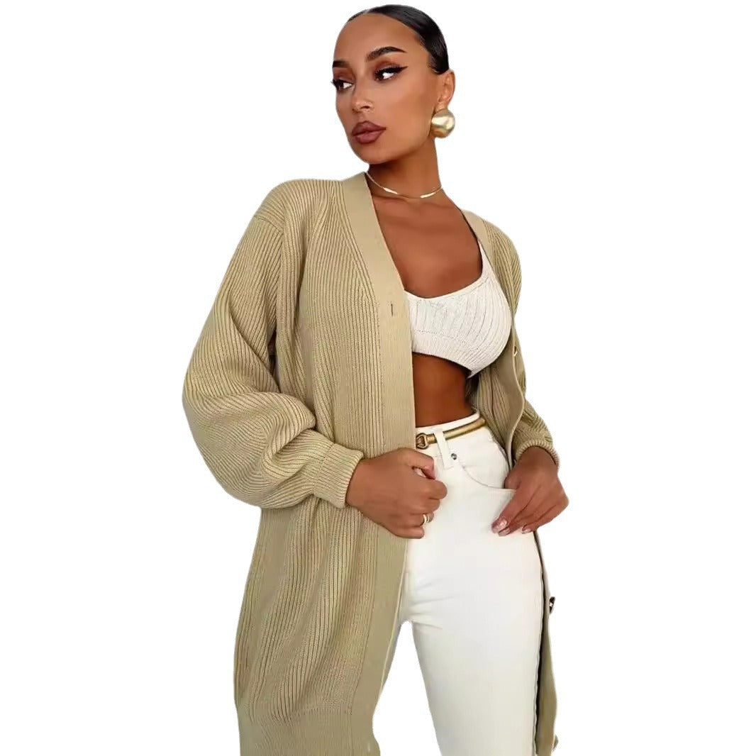 Chunky knit cardigan for women with button details Lune London