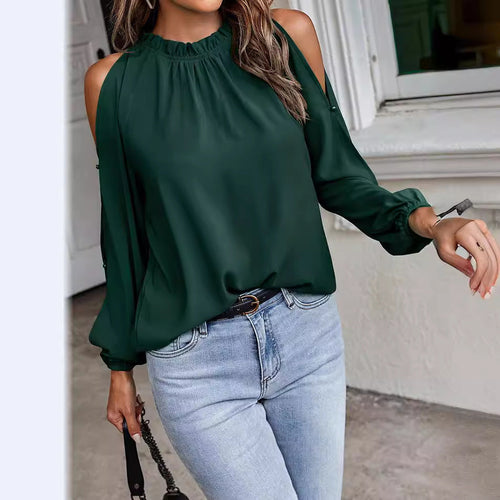 Women’S Blouse with Cool Shoulder Details and Elastic Sleeves Amarae