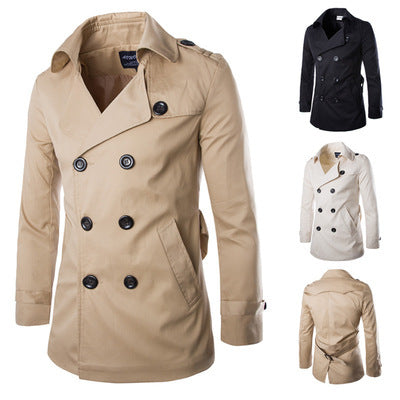 Elegant trench coat for men with double-breasted button closure and side insert pockets Lune London