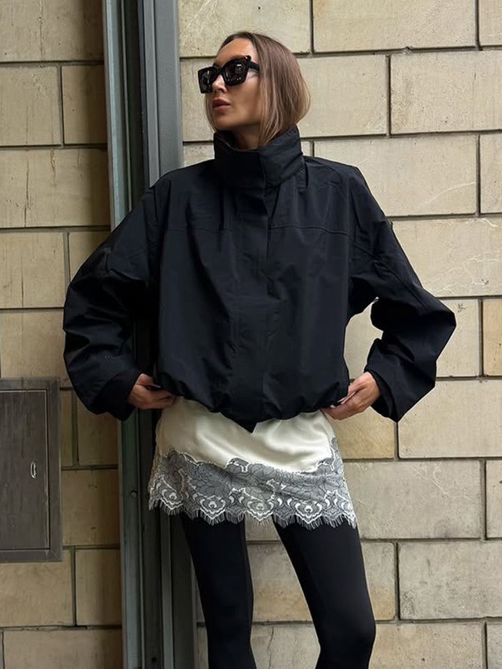 Women's Cropped Wind Jacket with high-closing stand-up collar and boxy silhouette Amarae