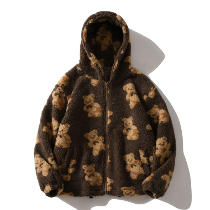 Polar teddy jacket for women with hood and large pockets Lune London