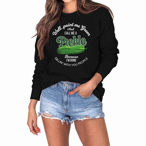 Sweat-shirt femme avec un motif de concombre amusant et un imprimé créatif Chic & Stil