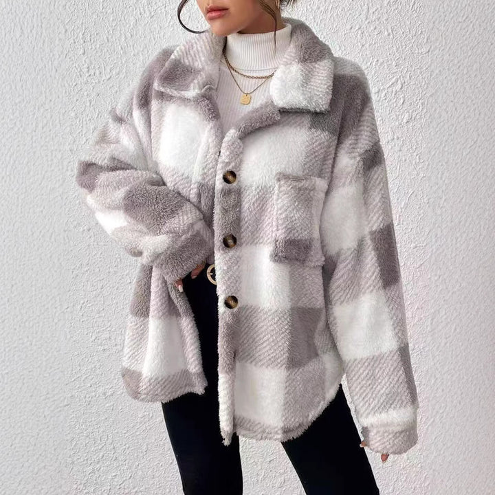 Plaid plush jacket for women Lune London
