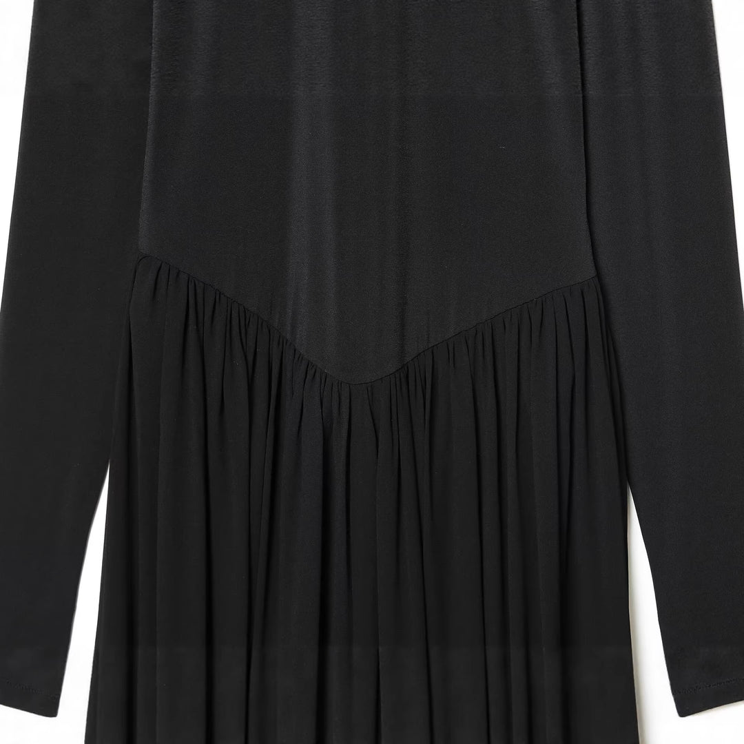 Women's jumpsuit with stand-up collar, wide pleated pant leg and ankle ties Amarae