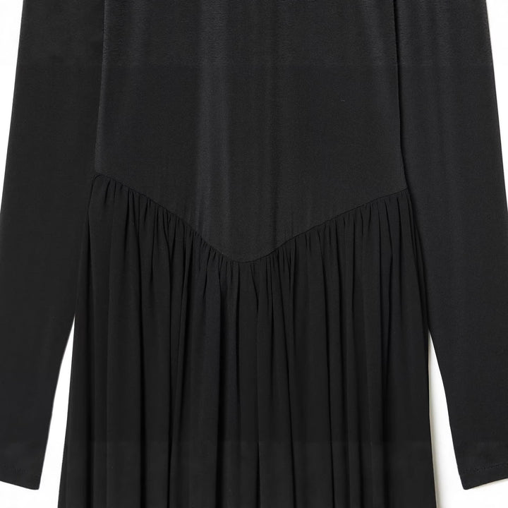Women's jumpsuit with stand-up collar, wide pleated pant leg and ankle ties Amarae