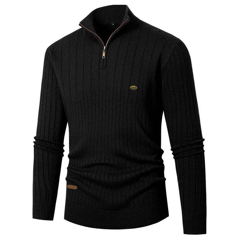 Elegant knitted sweater for men with half-zip and finely ribbed design Lune London