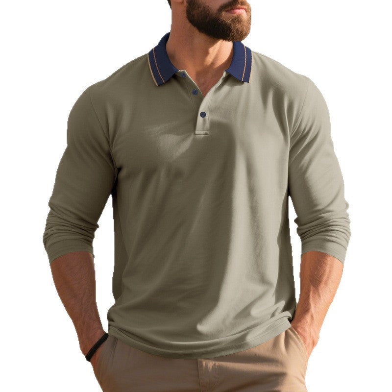 Long sleeve polo shirt for men with modern collar and breathable properties Lune London