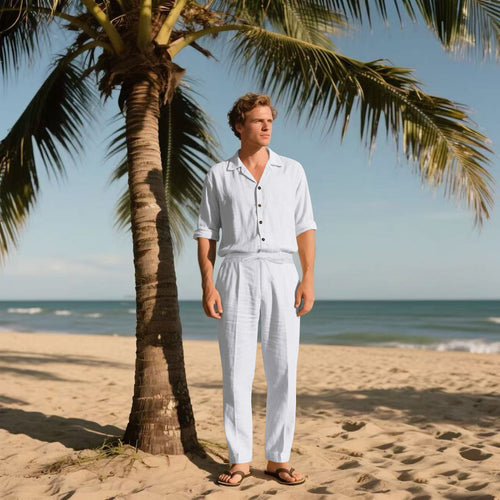 Men's elegant shirt and casual trousers set chic and style