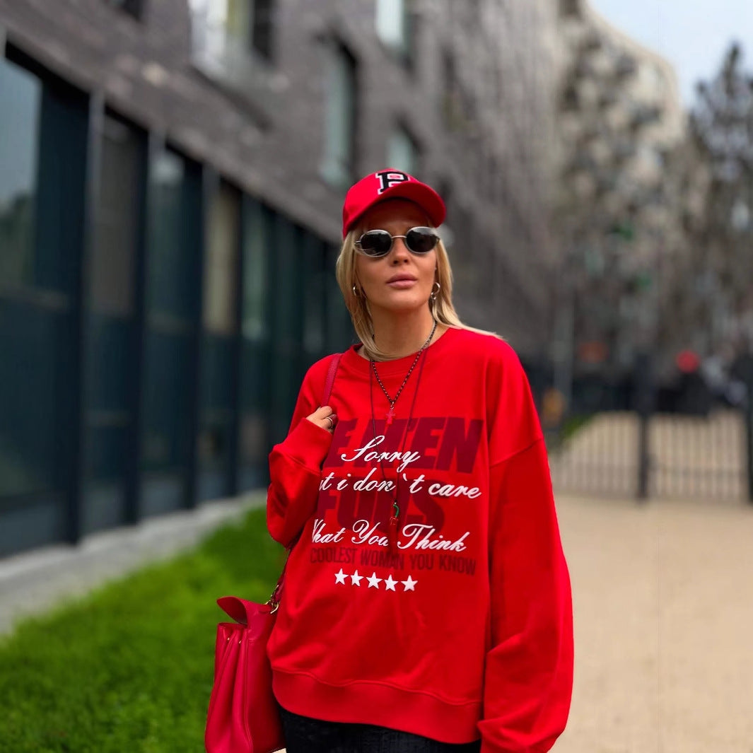 Women’s sporty sweatshirt with catchy inscription and casual fit Lune London