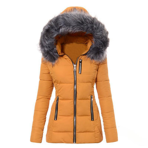 Women's Winter Jacket with Removable Faux Fur Collar Chic Und Stil
