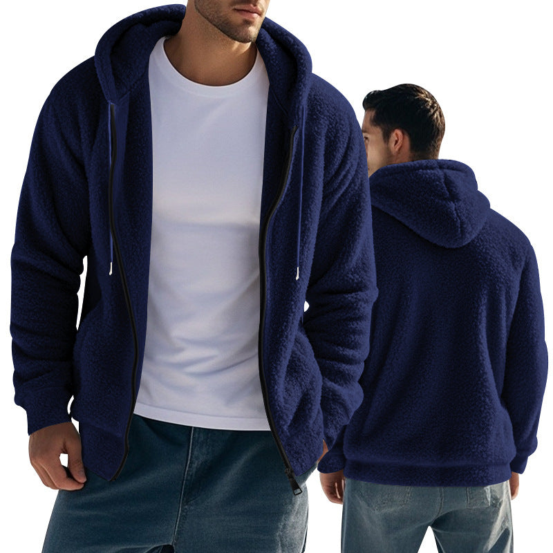 Men's Fleece Hoodie with kangaroo pocket and practical zipper Lune London