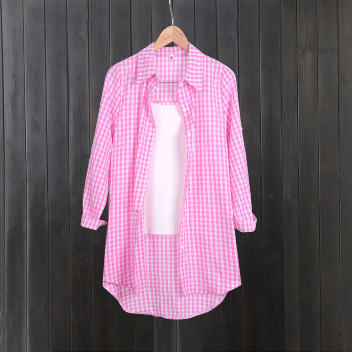 Lune London women's casual checkered shirt dress