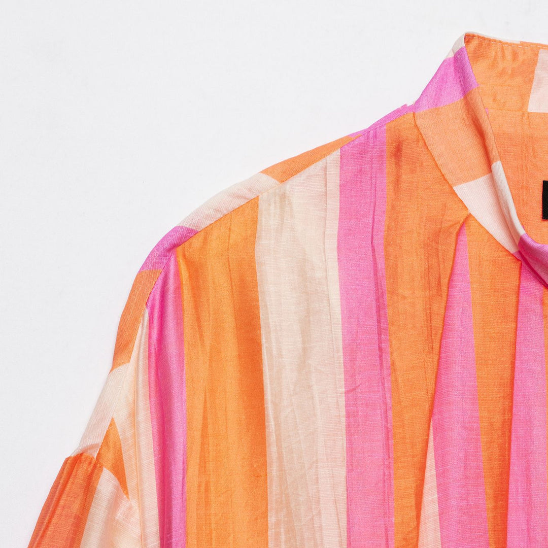 Women Striped Cropped Bomber Jacket with Balloon Sleeves Amarae