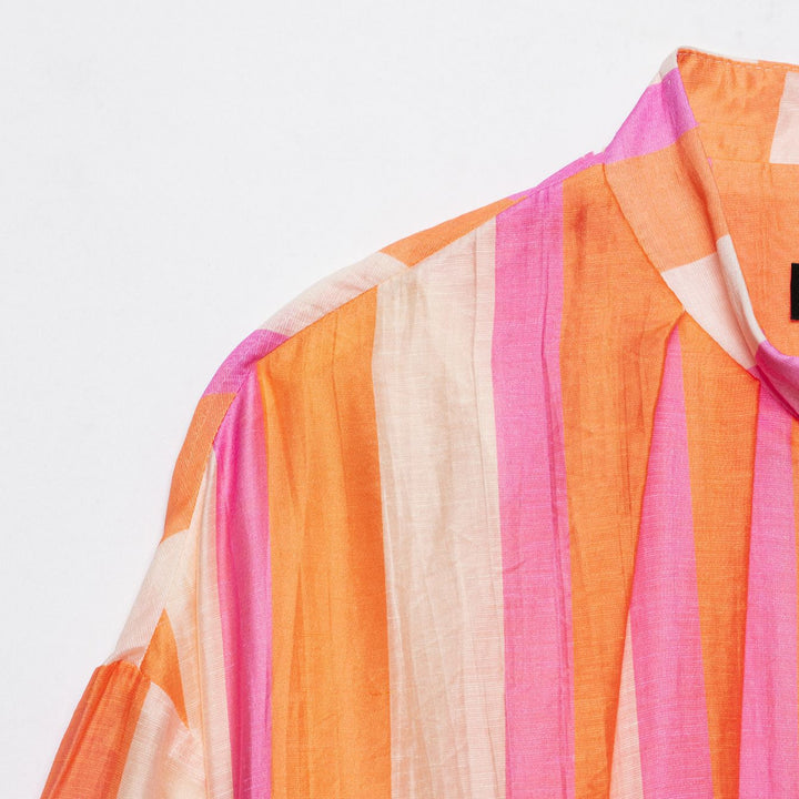 Women Striped Cropped Bomber Jacket with Balloon Sleeves Amarae