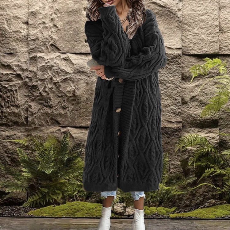 Veste courte en tricot épais pour femme avec motif en câble texturé et détails de boutons Chic & Stil