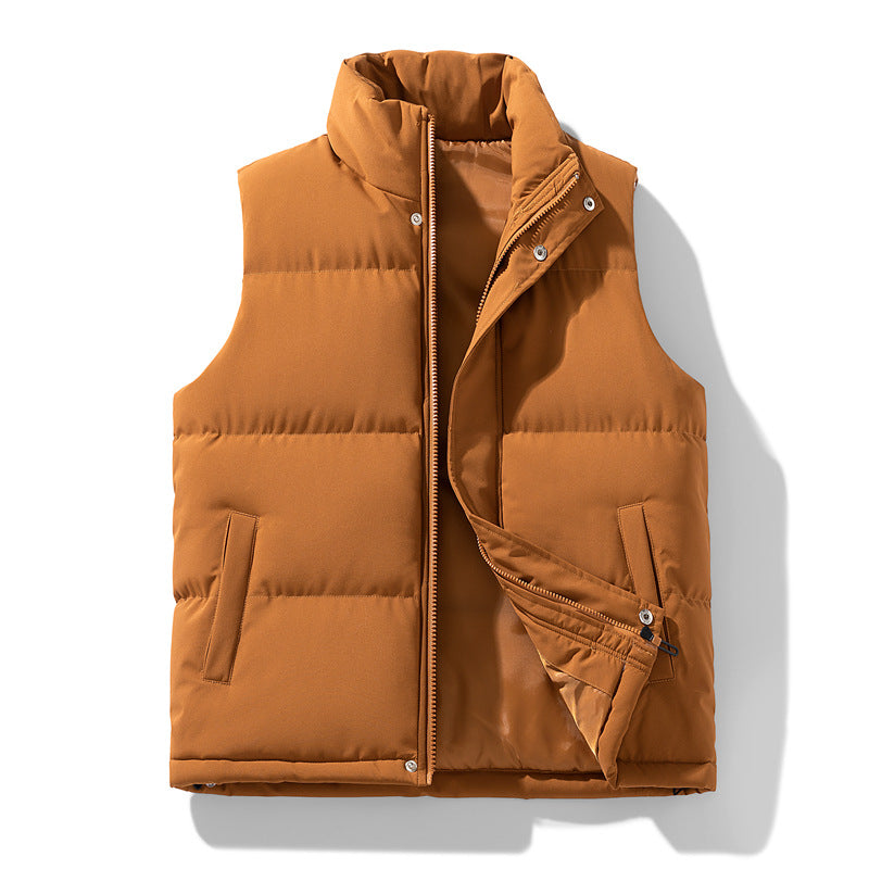 Men's Padded Quilted Vest with Stand-Up Collar and Two-Way Zipper Amarae