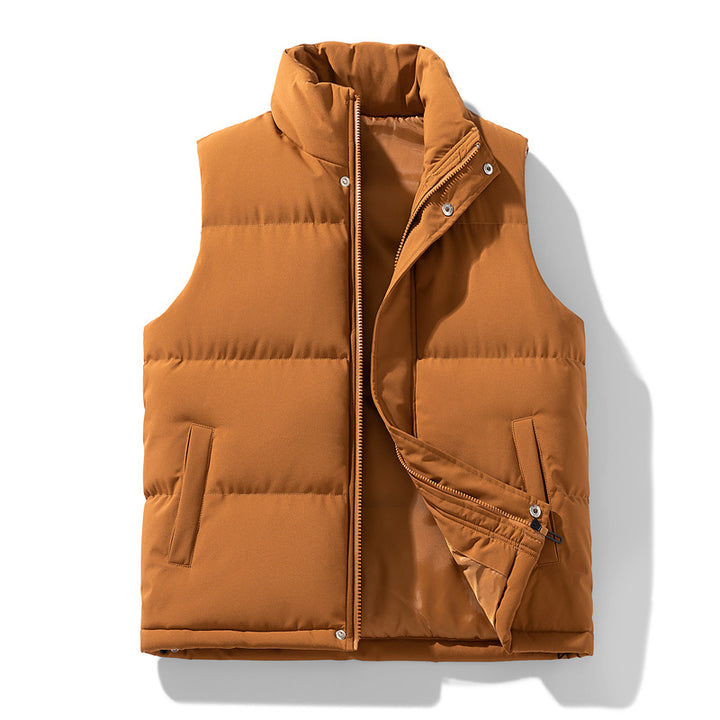 Men's Padded Quilted Vest with Stand-Up Collar and Two-Way Zipper Amarae