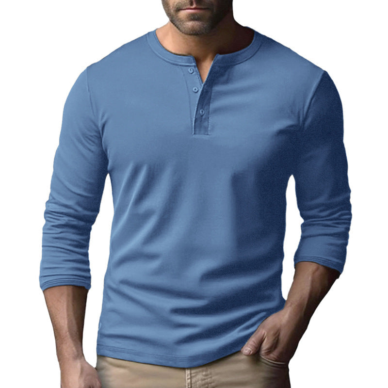 Men's Long Sleeve Henley Shirt Made Of Breathable Cotton Blend Lune London