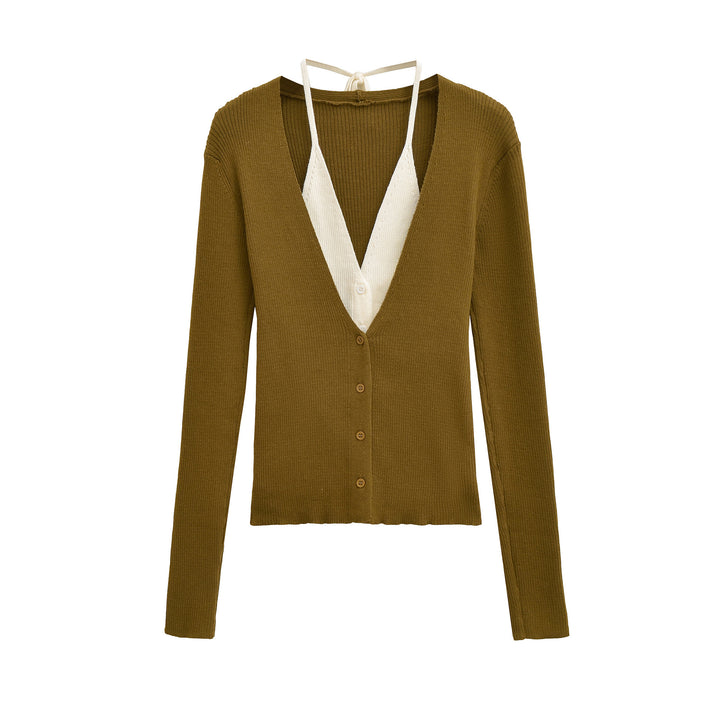 Ladies knit fashion vest with deep V-neck Lune London