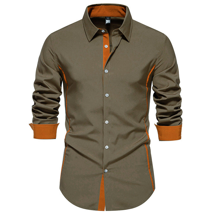 Men's Long-Sleeve Shirt with Contrast Stitching and Modern Cut Lune London