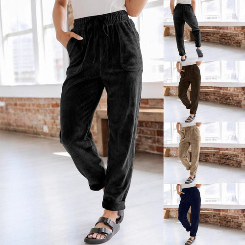 Casual cargo pants for women with elastic waistband and practical side pockets Amarae