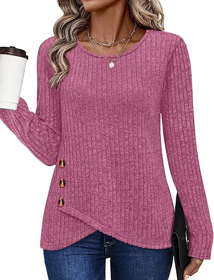 Dames haut tendance et décontracté avec détails de bouton Chic & Stil