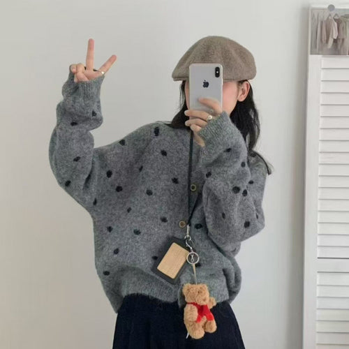 Pull en tricot confortable pour femmes avec motif à pois Chic & Stil