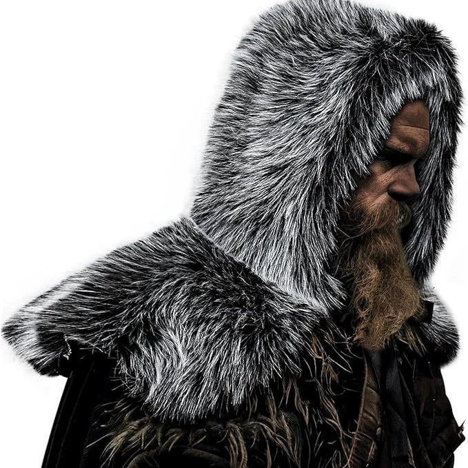 Women's hooded stole made of dense faux fur with tie and shoulder cape Amarae