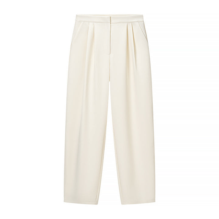 Women's high-waisted wide trousers with pleats, crease and side pockets Amarae