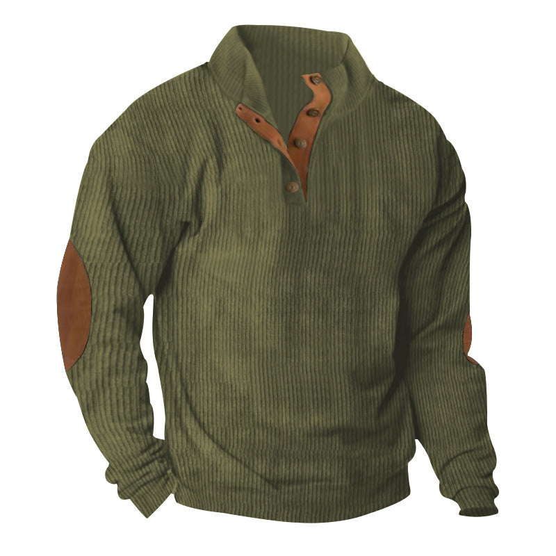 Structured sweater for men with modern leather applications Lune London
