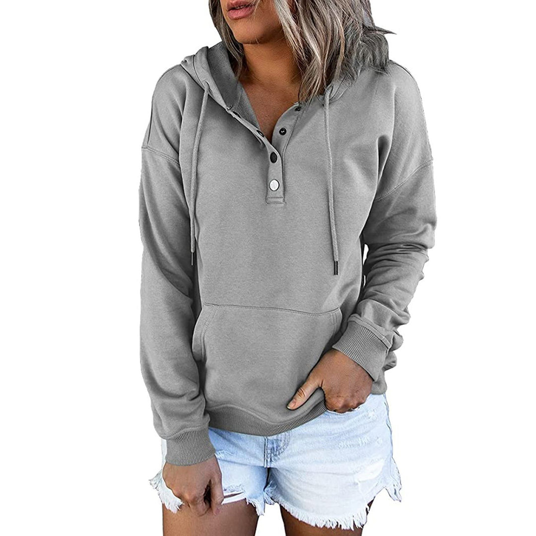 Women's hoodie with trendy button detail Lune London