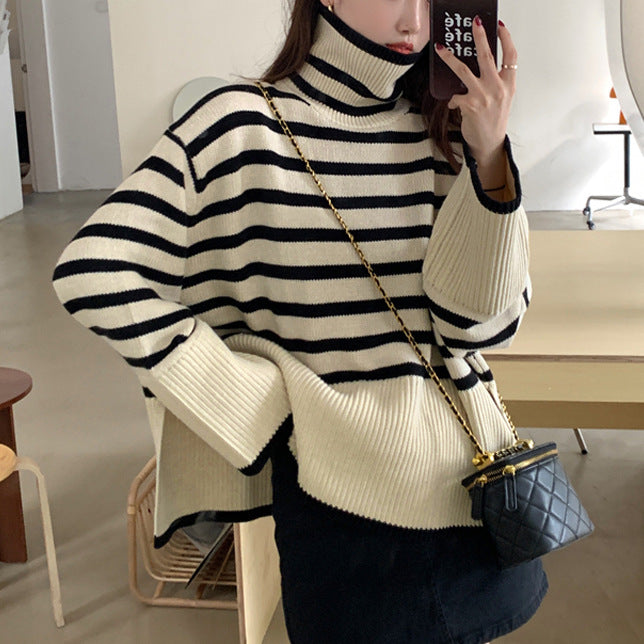 Pull en tricot décontracté pour femme avec design rayé et coupe confortable Chic & Stil