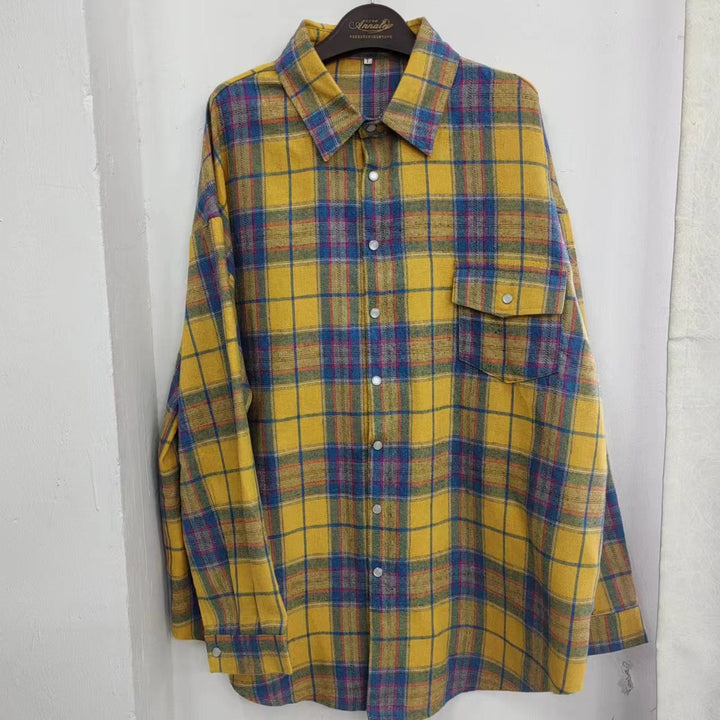Ladies Oversized Check Shirt Blouse Lune London