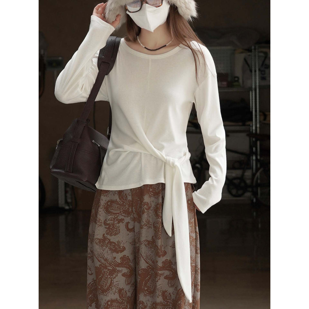 Women High-Waisted Flowing Tailoring Palazzo Pants with Draped Front Panel Amarae