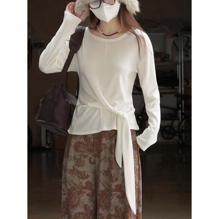 Women High-Waisted Flowing Tailoring Palazzo Pants with Draped Front Panel Amarae