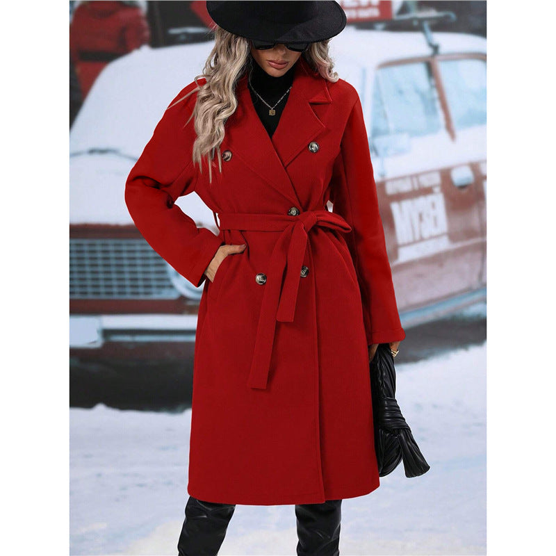 Lune London Double-Breasted Wool Coat for Women