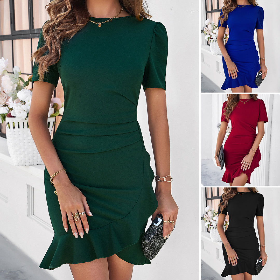 Women's fitted wrap dress with ruffle Lune London