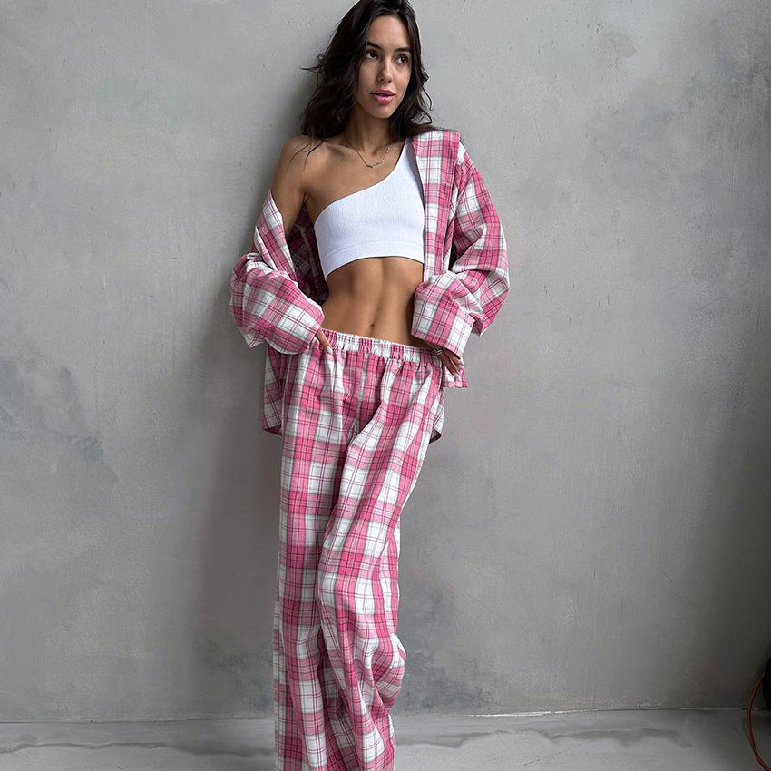 Lune London Casual Checked Pajama Set for Women