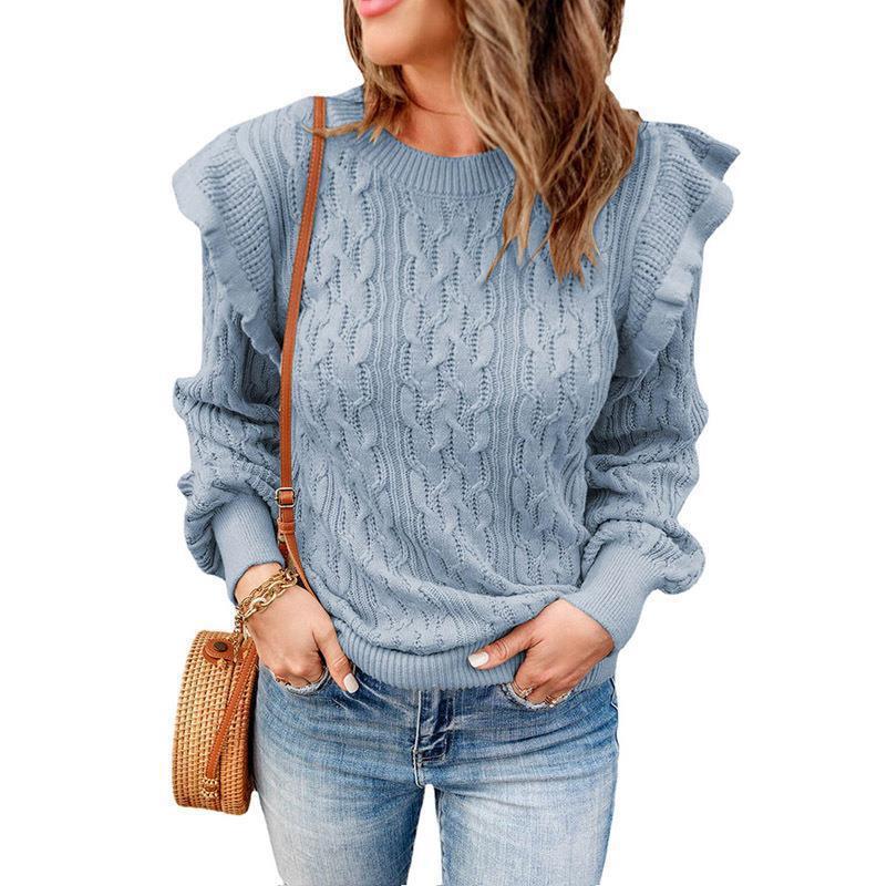 Oversized knitted sweater for women with ruffles Lune London