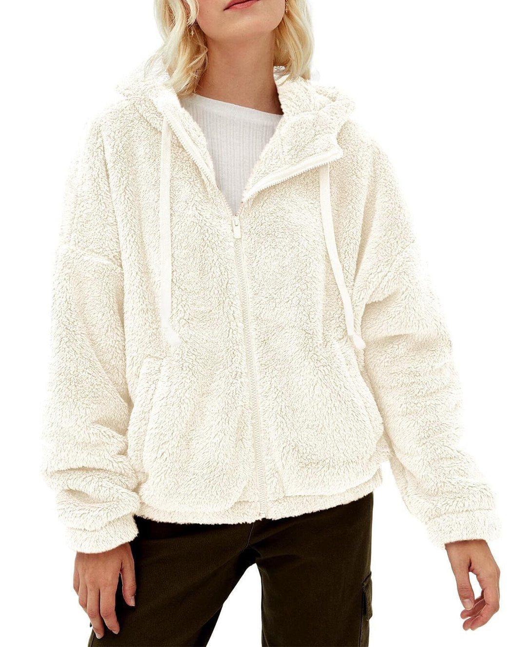 Ladies Cozy Fleece Jacket with High Collar and Zipper Lune London