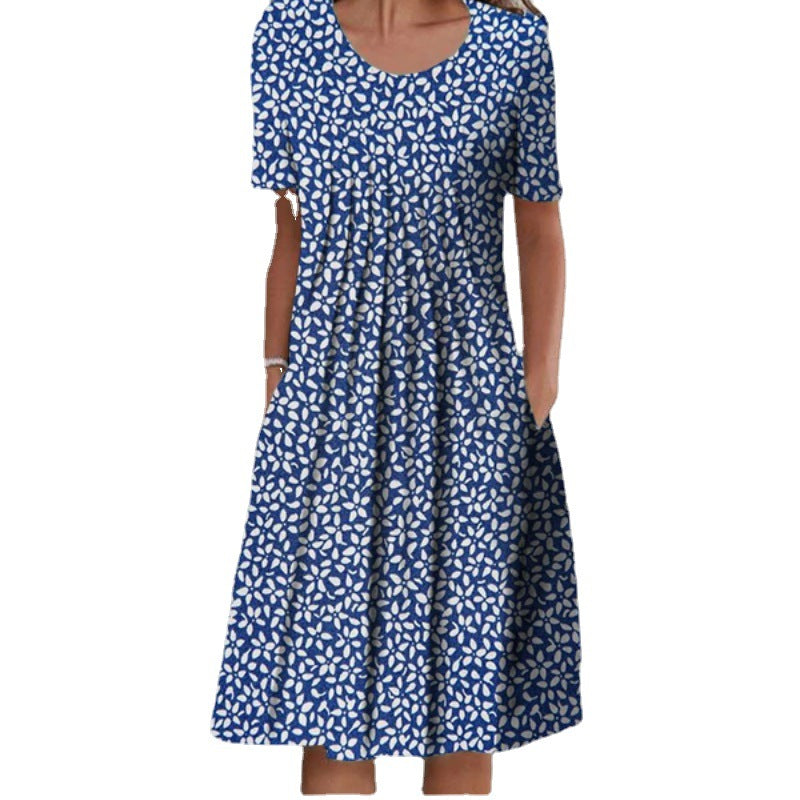 Lune London Pleated Design Floral Midi Dress for Women